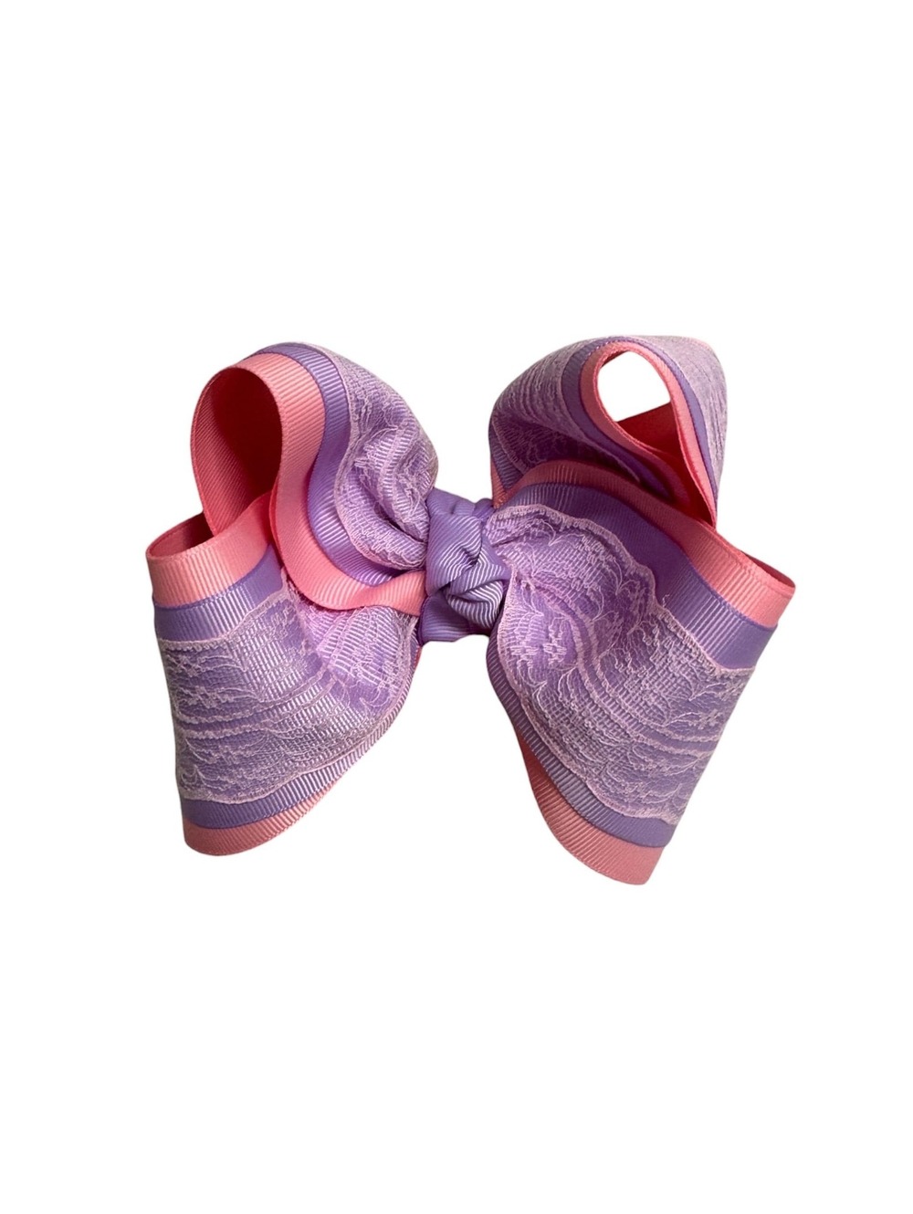 Lavender Pink Lace Boutique Hair Bow | 5 Inch Girls Alligator Clip Accessory
